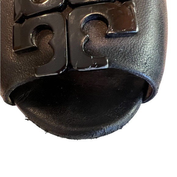 Tory Burch Lowell II Black Peep Toe Wedges Size 8M - Picture 4 of 10